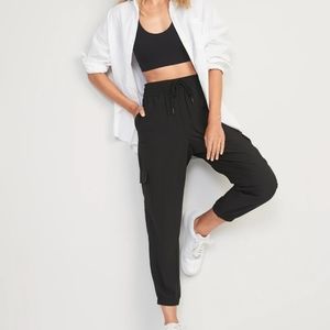 High waisted stretch tech cargo jogger pants